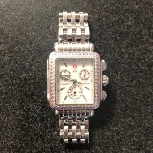 Michele Watch Diamond Pink Sapphire Deco